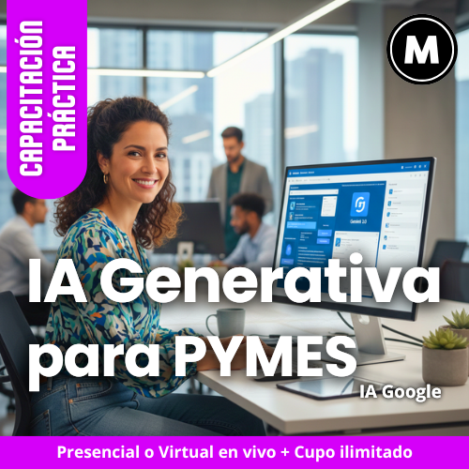 Cómo usar IA Generativa para mejorar la productividad empresarial; Curso de Inteligencia Artificial Gemini para crear contenido; Capacitación en automatización de tareas con IA y prompts efectivos; Entrenamiento para aprender y comprender con la IA de Google; Métodos para resumir documentos extensos con IA Generativa; Desarrollar competencias digitales avanzadas con herramientas de IA; Taller para fomentar la innovación y resolución creativa de problemas con Gemini; Qué es la ingeniería de prompts y cómo aplicarla en el trabajo