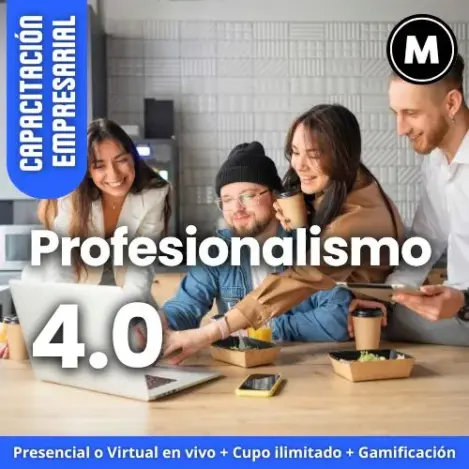 Cómo mejorar el profesionalismo en mi empresa; Curso de comunicación profesional y asertiva en el trabajo; Capacitación para el comportamiento y convivencia en el entorno laboral; Entrenamiento en gestión efectiva de la jornada laboral y cumplimiento de normas; Desarrollo de marca personal profesional para colaboradores; Taller para reforzar los principios éticos en la organización; Mejores prácticas para las relaciones interpersonales en un contexto jerárquico; Beneficios del profesionalismo organizacional para la productividad
