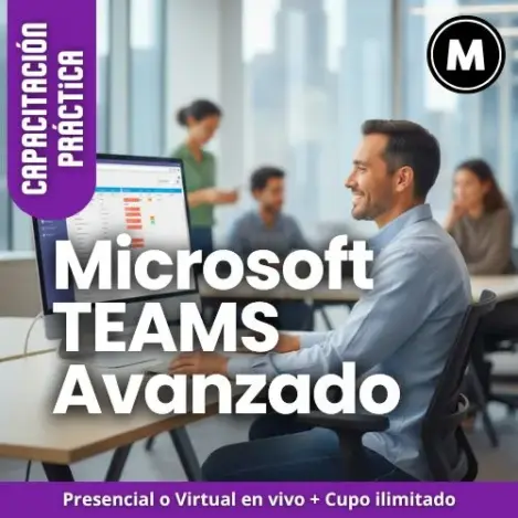 Cómo usar Microsoft Teams avanzado para optimizar la productividad; Curso de gestión avanzada de equipos y canales en Microsoft Teams; Capacitación en chat y mensajería avanzada de Teams para la colaboración; Entrenamiento sobre administración de archivos y uso avanzado en reuniones de Teams; Tips y personalización de llamadas en Microsoft Teams para empresas; Taller práctico para potenciar la colaboración estratégica con Teams; Fortalecer la gestión del conocimiento e información con Microsoft Teams avanzado; Ejercicios para dominar las funcionalidades avanzadas de Microsoft Teams