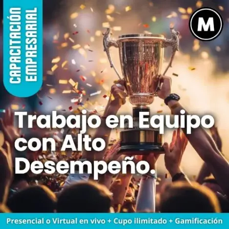 Cómo construir equipos de alto desempeño en mi empresa; Curso de herramientas de trabajo colaborativo para equipos; Capacitación sobre las 5C del trabajo en equipo efectivo; Entrenamiento para optimizar la fluidez de equipos de trabajo; Beneficios del trabajo en equipo para la productividad empresarial; Taller de co-creación y mejora de equipos de alto rendimiento, Métodos de interacción colectiva para mejorar la calidad de vida laboral; Importancia del trabajo en equipo en el cumplimiento de objetivos