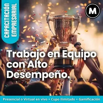Cómo construir equipos de alto desempeño en mi empresa; Curso de herramientas de trabajo colaborativo para equipos; Capacitación sobre las 5C del trabajo en equipo efectivo; Entrenamiento para optimizar la fluidez de equipos de trabajo; Beneficios del trabajo en equipo para la productividad empresarial; Taller de co-creación y mejora de equipos de alto rendimiento, Métodos de interacción colectiva para mejorar la calidad de vida laboral; Importancia del trabajo en equipo en el cumplimiento de objetivos